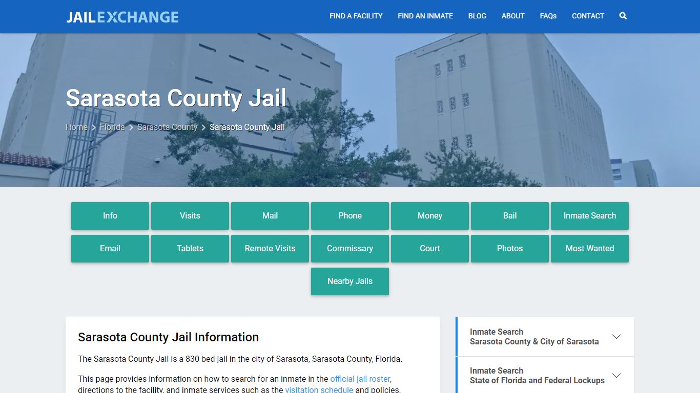 Sarasota County Jail, FL Inmate Search, Information