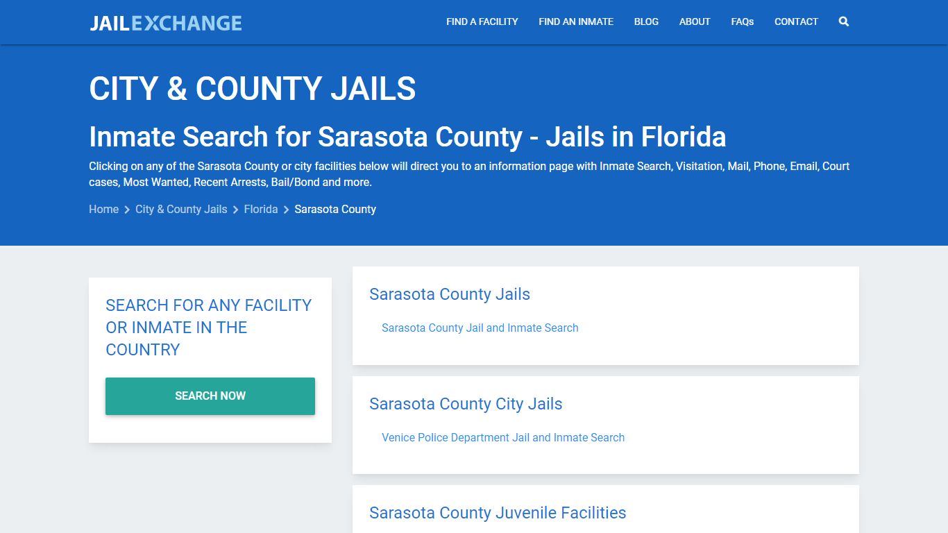 Inmate Search for Sarasota County | Jails in Florida - Jail Exchange